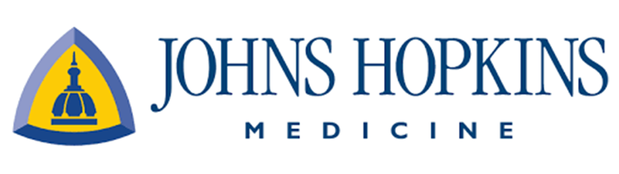 White logo with blue writing indicating John Hopkins Hospital