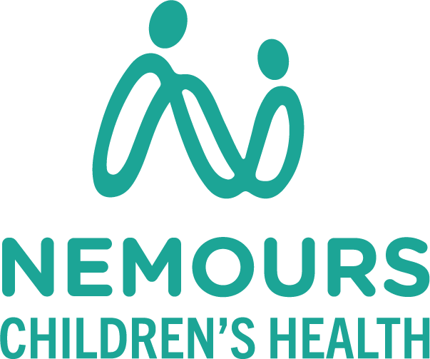 white logo with teal Nemours Children's Health written